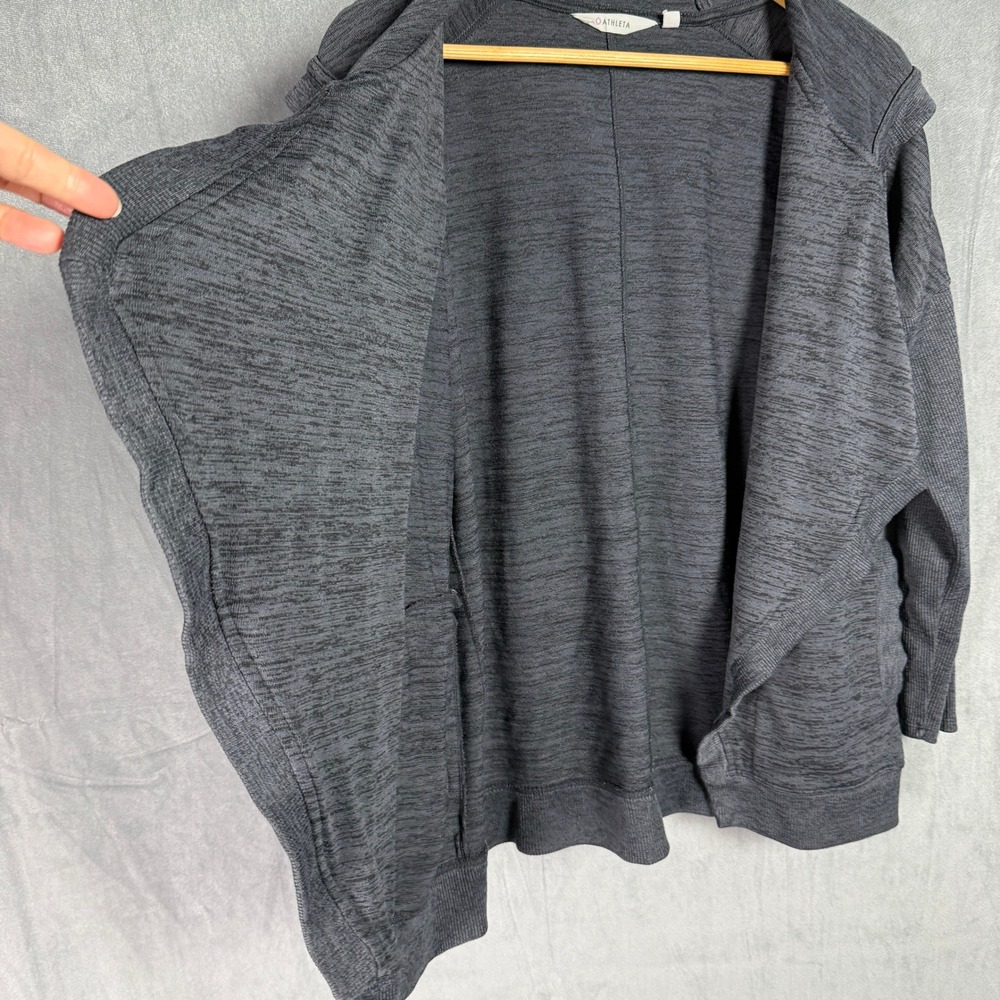 Athleta Heathered Charcoal Grey Hoodie Cardigan Sweater Open Front Size S Preppy - Picture 5 of 14